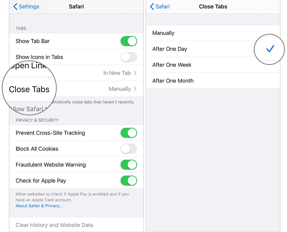 Applying Auto Close Tabs in Safari on iPad or iPhone