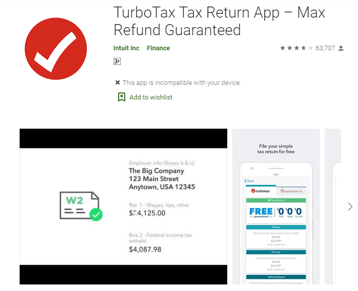 Turbo Tax- Android app for Taxes Filing