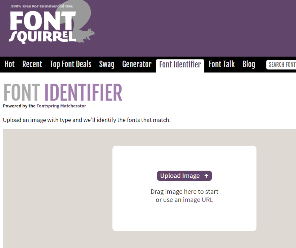 Steps to identify fonts in an image with Font Squirrel
