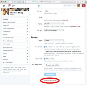 Deactivate Twitter Account