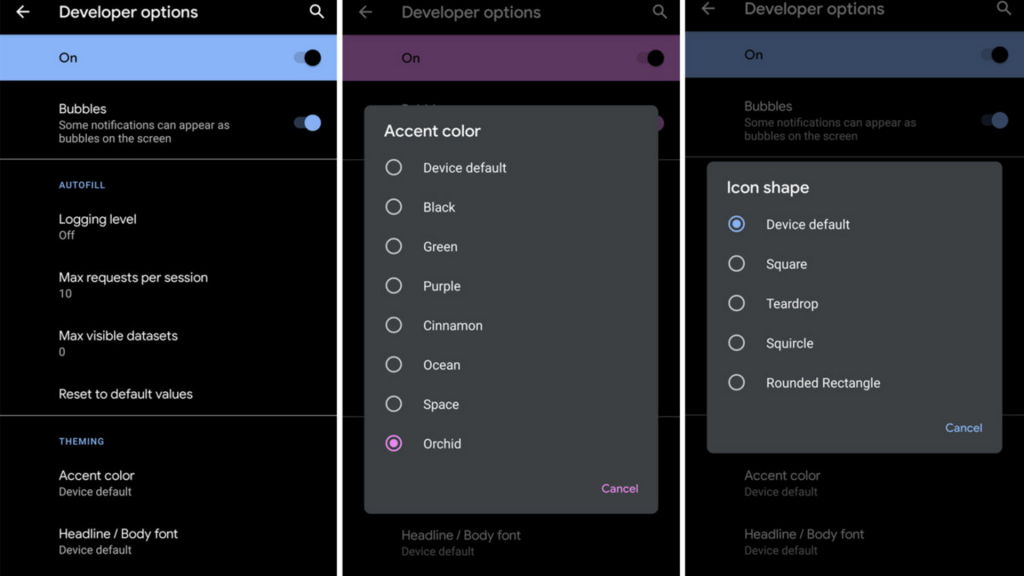 Steps to enable Dark theme by going to Settings