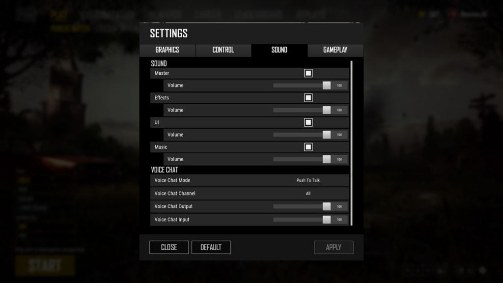 Voice Chat settings in PUBG