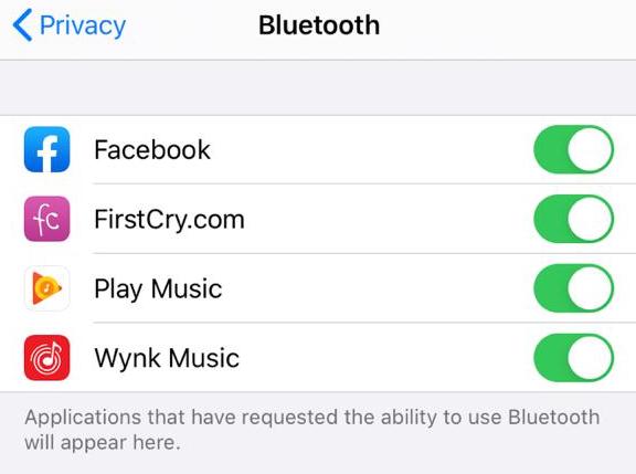 iOS 13Privacy Bluetooth Settings Apple