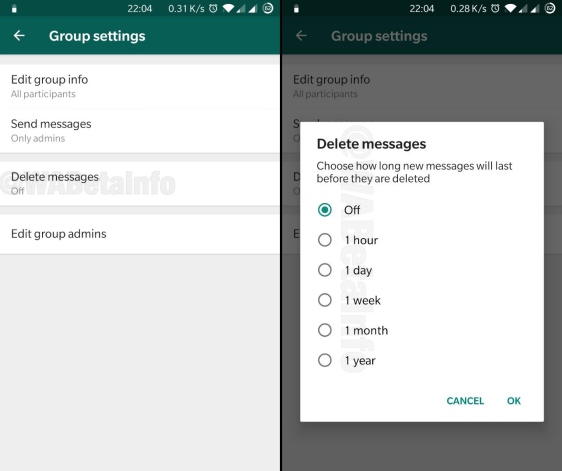 Whatsapp update self destructing messages
